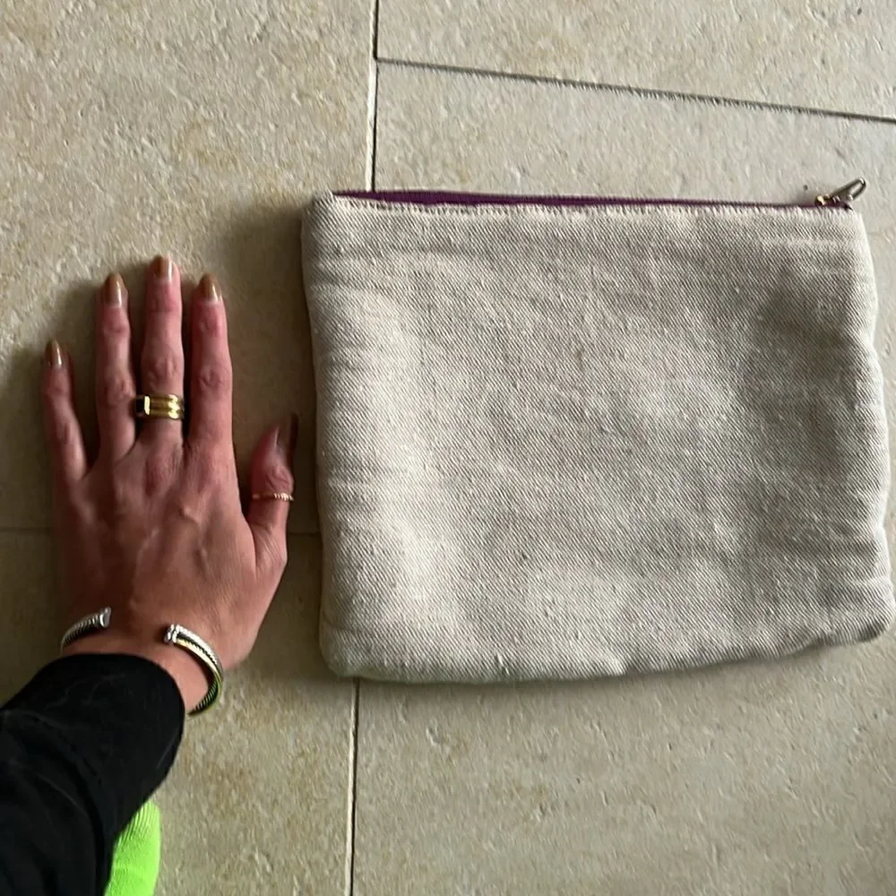 Small Travel Canvas Clutch - Purple Top Zipper - Peak a Boo Color - BRAND NEW
